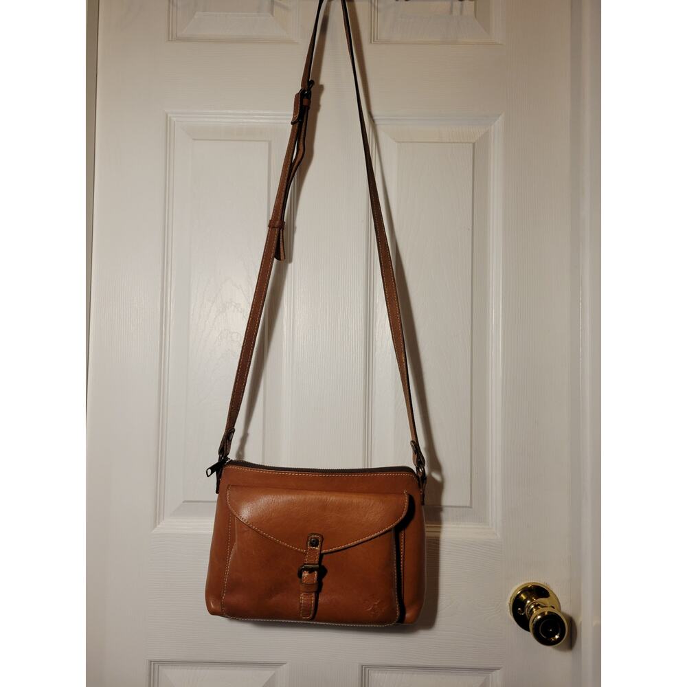 Patricia Nash Cognac Brown Italian Leather Crossbody Purse 8x11x2.5